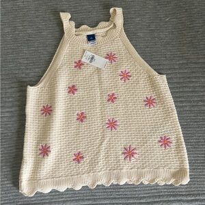 Old Navy Cream Knit Top with Pink Floral